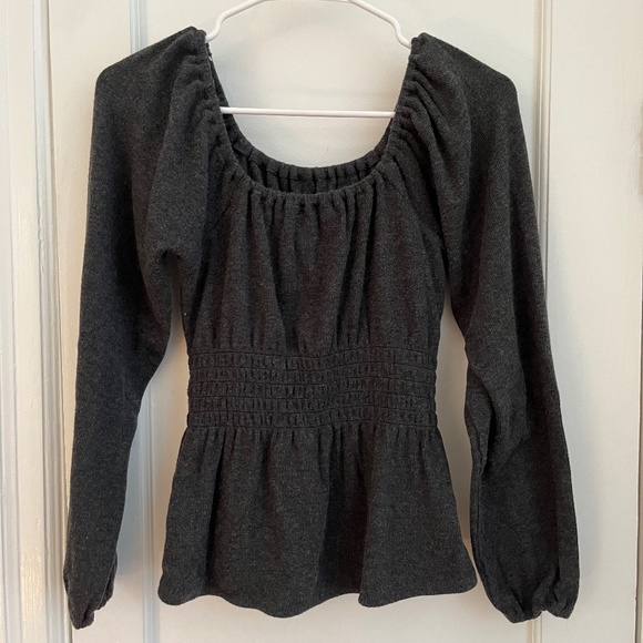 Madewell | Plush Square-Neck Smocked Top - Picture 2 of 3